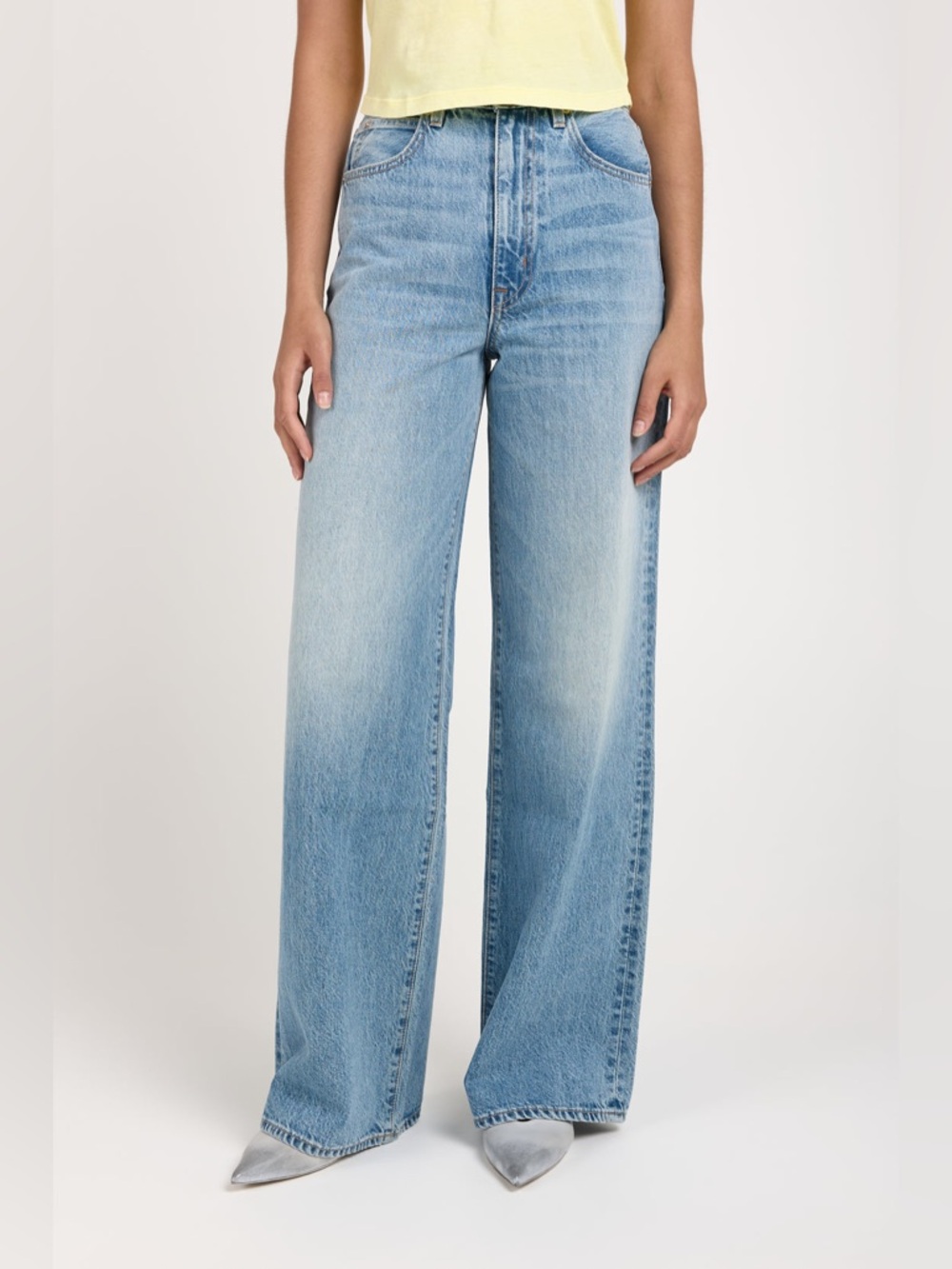SLVRLAKE Eva Super Wide Leg Jean in Hard to Find Cotton Blue Denim Size 24